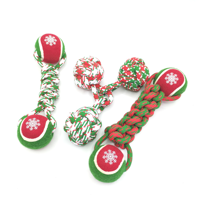 Kerstkatoenen touw Tennishondspeelgoed